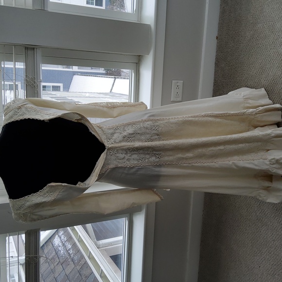 Gunne Sax / Black Label 60s Cream Cotton & Lace Boho Maxi Dress - Picture 5 of 16